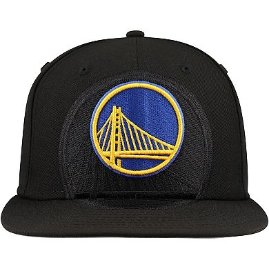Men's New Era Black Golden State Warriors Blackout Shadow Logo 59FIFTY Fitted Hat
