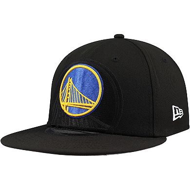Men's New Era Black Golden State Warriors Blackout Shadow Logo 59FIFTY Fitted Hat