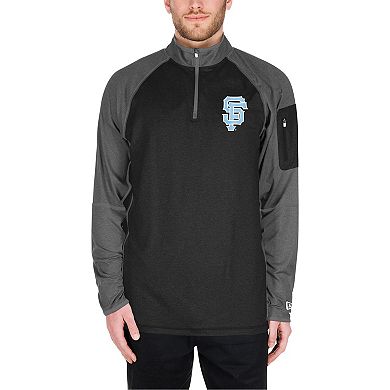 Men's New Era Black San Francisco Giants Father's Day Raglan Quarter-Zip Top