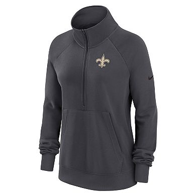 Women's Nike Charcoal New Orleans Saints Premium Raglan Performance Half-Zip Sweatshirt