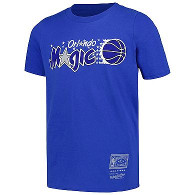 Youth Mitchell & Ness Blue Orlando Magic Hardwood Classics Retro Logo T-Shirt