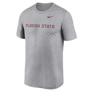 Men's Nike Heather Gray Florida State Seminoles Primetime Legend Wordmark T-Shirt