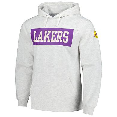 Men's Fanatics Ash Los Angeles Lakers Softhand Raglan Tri-Blend Pullover Hoodie