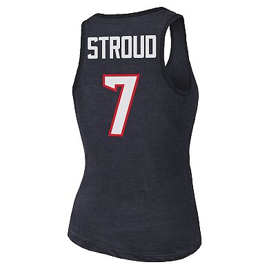 Women's Majestic Threads C.J. Stroud Navy Houston Texans Name & Number Tri-Blend Tank Top