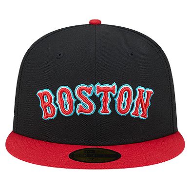 Men's New Era Black Boston Red Sox  Retro Spring Training 59FIFTY Fitted Hat