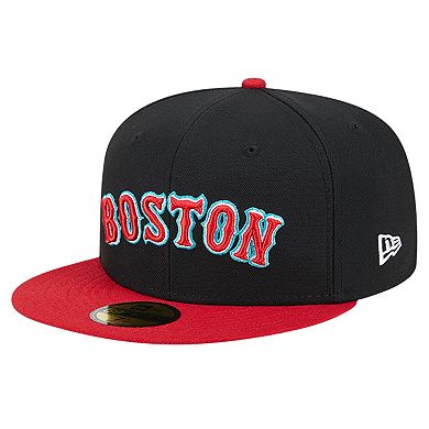 Men's New Era Black Boston Red Sox  Retro Spring Training 59FIFTY Fitted Hat