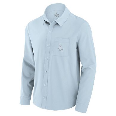 Men's Fanatics Signature Light Blue Los Angeles Dodgers Front Office Long Sleeve Button-Up Shirt