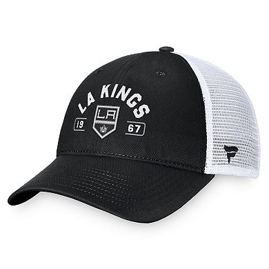 Men's Fanatics Black/White Los Angeles Kings Free Kick Trucker Adjustable Hat