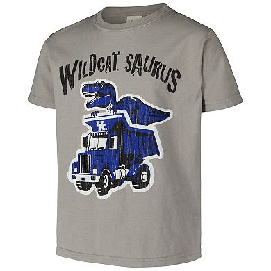 Youth ComfortWash Gray Kentucky Wildcats Dino Truck T-Shirt