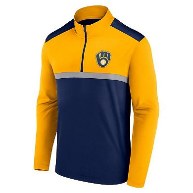 Men's Fanatics Navy Milwaukee Brewers Unstoppable Quarter-Zip Top