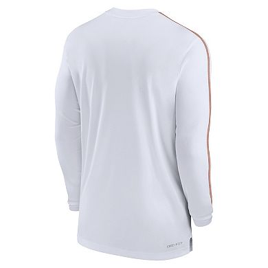 Men's Nike White Texas Longhorns 2024 Sideline Coach UV Performance Long Sleeve T-Shirt
