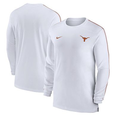 Men's Nike White Texas Longhorns 2024 Sideline Coach UV Performance Long Sleeve T-Shirt