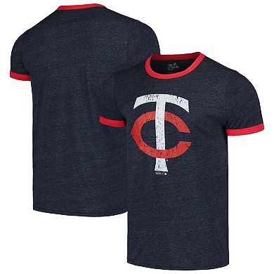Men's Majestic Threads Navy Minnesota Twins Ringer Tri-Blend T-Shirt