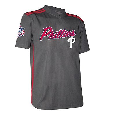 Youth Stitches Charcoal Philadelphia Phillies Team V-Neck Jersey