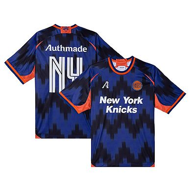 Men's Authmade x NBA Blue New York Knicks Soccer Kit Fashion Jersey
