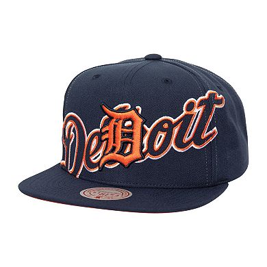 Men's Mitchell & Ness Navy Detroit Tigers Full Frontal Snapback Hat