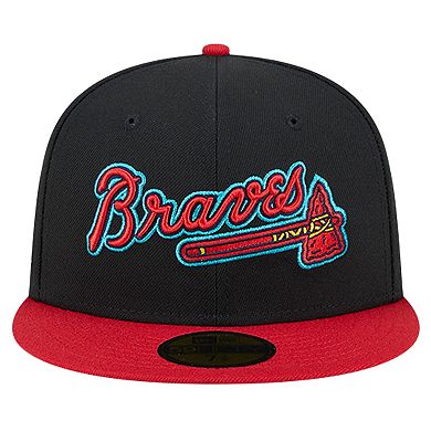 Men's New Era Black Atlanta Braves  Retro Spring Training 59FIFTY Fitted Hat