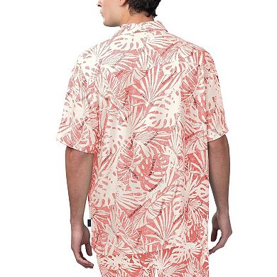 Men's Margaritaville Red Los Angeles Angels Monstera Print Party Button-Up Shirt