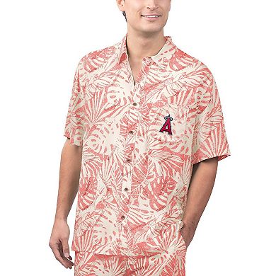 Men's Margaritaville Red Los Angeles Angels Monstera Print Party Button-Up Shirt