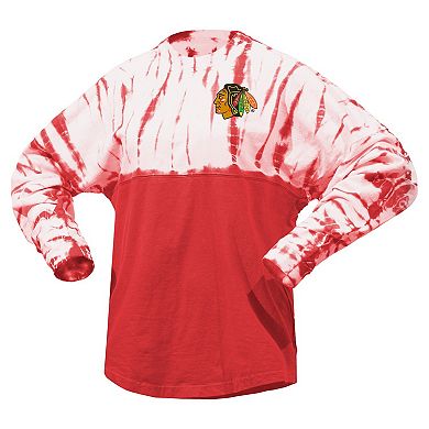 Unisex Spirit Jersey Red Chicago Blackhawks Crystal Half Dye Long Sleeve T-Shirt