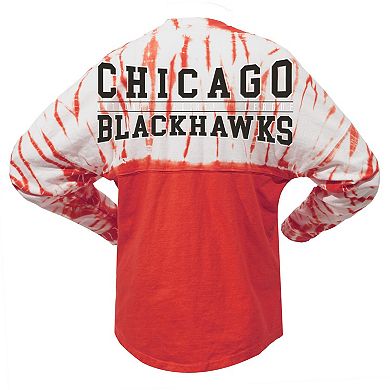 Unisex Spirit Jersey Red Chicago Blackhawks Crystal Half Dye Long Sleeve T-Shirt