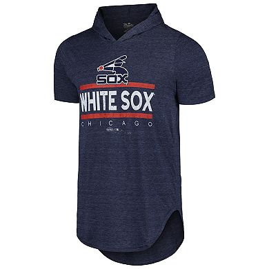Men's Majestic Threads Navy Chicago White Sox Tri-Blend Hoodie T-Shirt