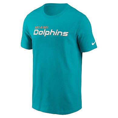 Men's Nike Aqua Miami Dolphins Primetime Wordmark Essential T-Shirt