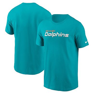 Men's Nike Aqua Miami Dolphins Primetime Wordmark Essential T-Shirt