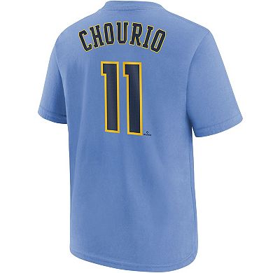 Youth Nike Jackson Chourio Powder Blue Milwaukee Brewers City Connect Player Name & Number T-Shirt