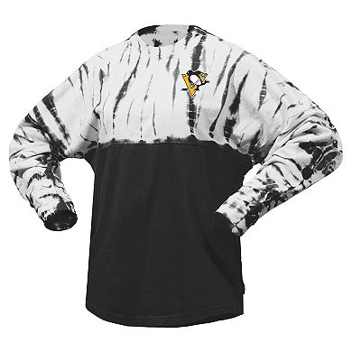 Unisex Spirit Jersey Black Pittsburgh Penguins Crystal Half Dye Long Sleeve T-Shirt