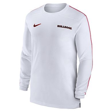 Men's Nike White Georgia Bulldogs 2024 Sideline Coach UV Performance Long Sleeve T-Shirt