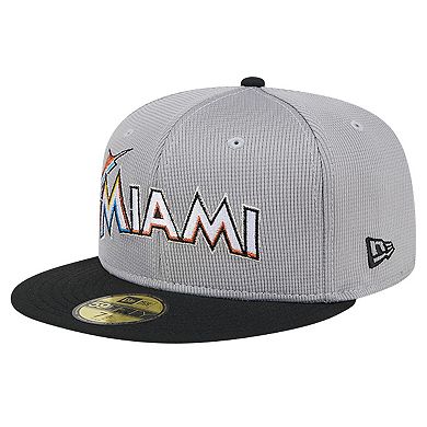 Men's New Era Gray Miami Marlins Pivot Mesh 59FIFTY Fitted Hat