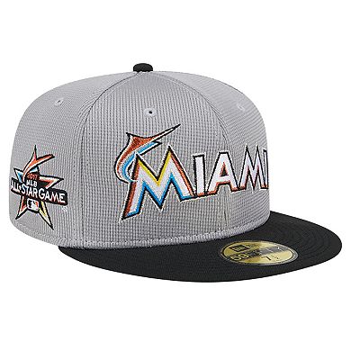 Men's New Era Gray Miami Marlins Pivot Mesh 59FIFTY Fitted Hat