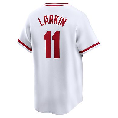 Men's Nike Barry Larkin White Cincinnati Reds Throwback Cooperstown Limited Jersey