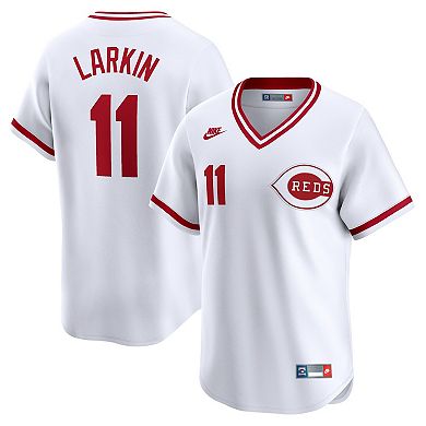 Men's Nike Barry Larkin White Cincinnati Reds Throwback Cooperstown Limited Jersey
