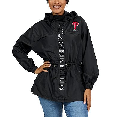 Women's WEAR by Erin Andrews Black Philadelphia Phillies Full-Zip Windbreaker Hoodie Jacket