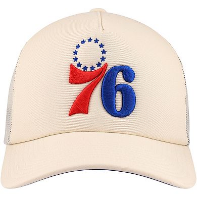 Men's Mitchell & Ness Cream Philadelphia 76ers Trucker Adjustable Hat
