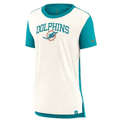 Women's Nike Cream/Aqua Miami Dolphins Wordmark Tri-Blend T-Shirt