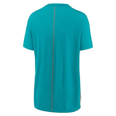 Women's Nike Cream/Aqua Miami Dolphins Wordmark Tri-Blend T-Shirt