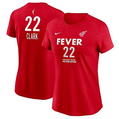 Women's Nike Caitlin Clark Red Indiana Fever 2024 WNBA Draft Rebel Edition Player Name & Number T-Shirt