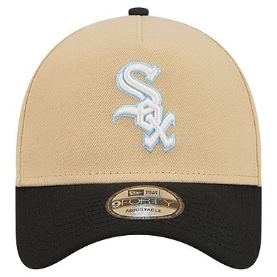 Men's New Era Cream/Black Chicago White Sox City Sidepatch A-Frame 9FORTY Adjustable Hat