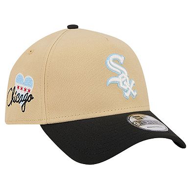 Men's New Era Cream/Black Chicago White Sox City Sidepatch A-Frame 9FORTY Adjustable Hat