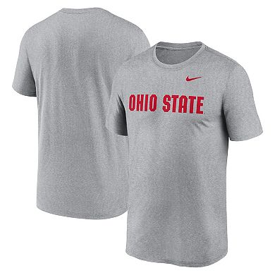 Men's Nike Heather Gray Ohio State Buckeyes Primetime Legend Wordmark T-Shirt