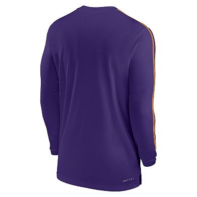 Men's Nike Purple LSU Tigers 2024 Sideline Coach UV Performance Long Sleeve T-Shirt