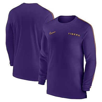 Men's Nike Purple LSU Tigers 2024 Sideline Coach UV Performance Long Sleeve T-Shirt