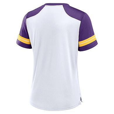 Women's Fanatics White/Purple Minnesota Vikings Foiled Primary Lace-Up T-Shirt