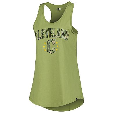 Women's New Era Olive Cleveland Guardians Armed Forces Day Tank Top