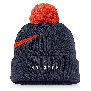 Men's Nike Navy Houston Astros Swoosh Peak Cuffed Knit Hat with Pom