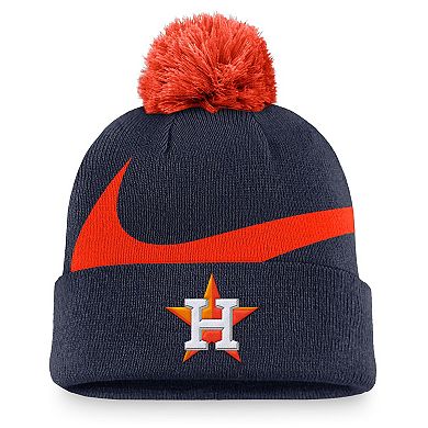 Men's Nike Navy Houston Astros Swoosh Peak Cuffed Knit Hat with Pom