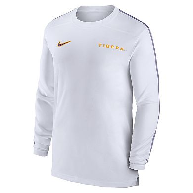 Men's Nike White LSU Tigers 2024 Sideline Coach UV Performance Long Sleeve T-Shirt